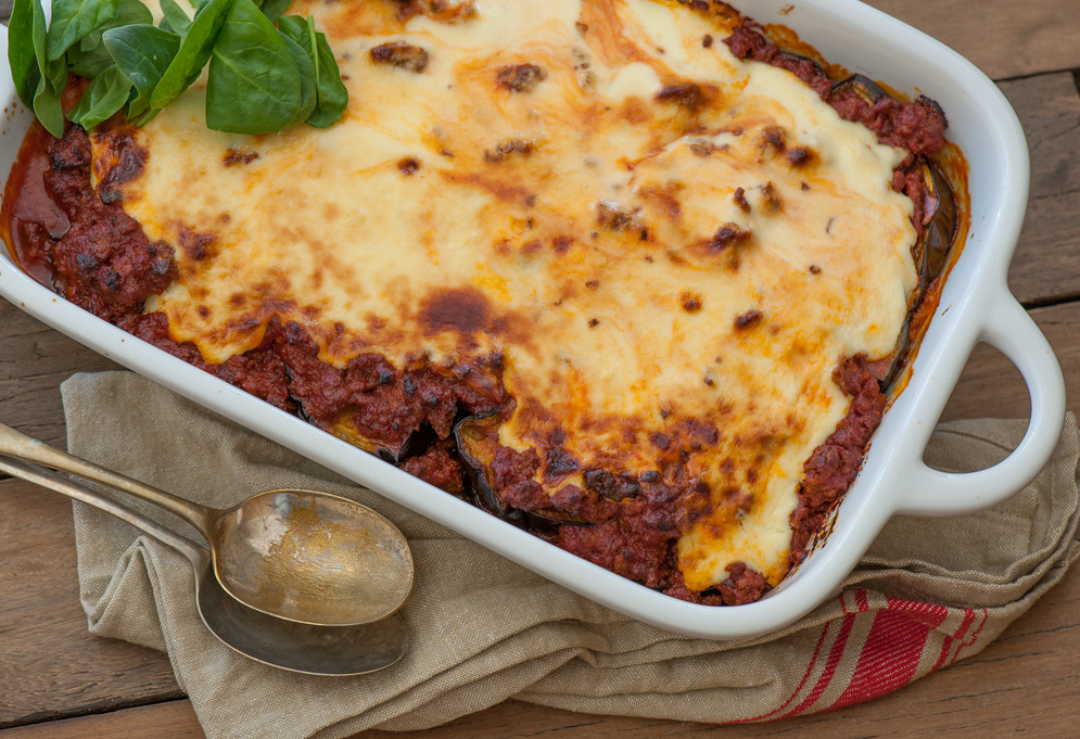 Moussaka d'aubergine à l'agneau